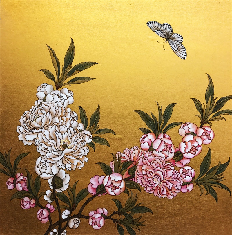 15《碧桃春婉》50cmx50cm纸本2017.jpg