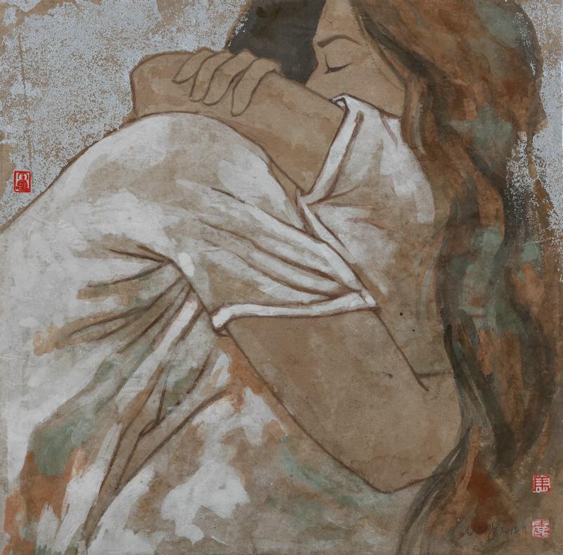 《拥抱之二》45×50cm岩彩.jpg