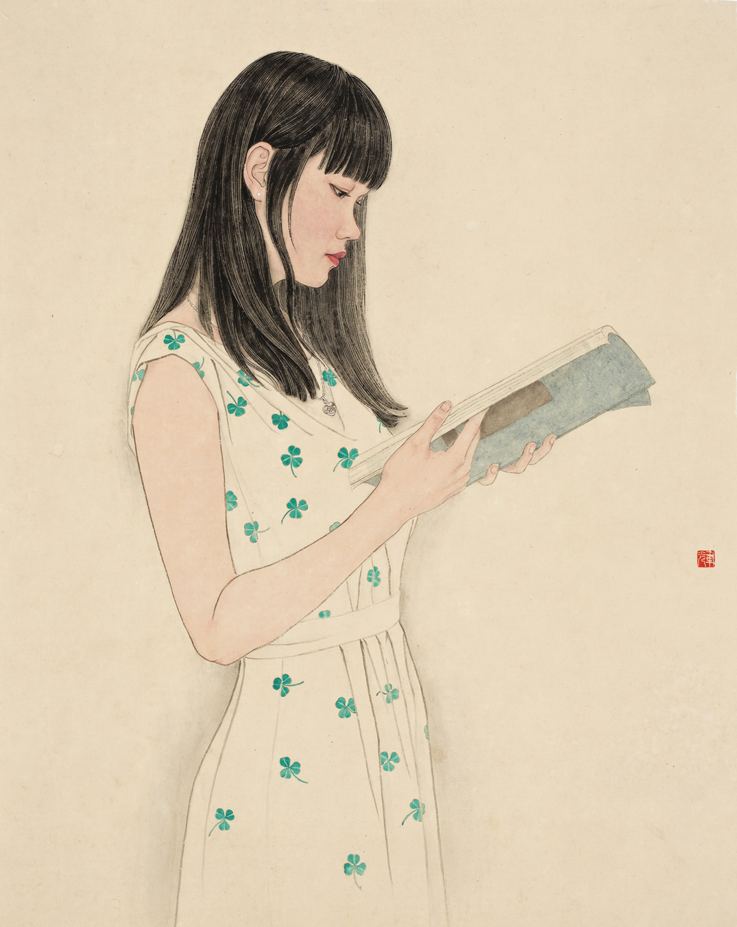 8.《晨读》80cmx63cm纸本设色2015.JPG