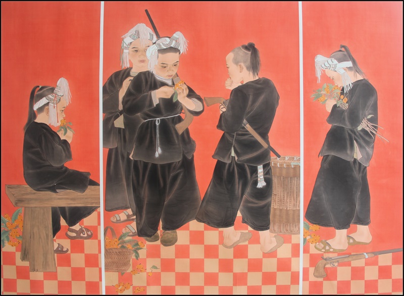《枇杷熟了》  150x180cm  绢本  2016年