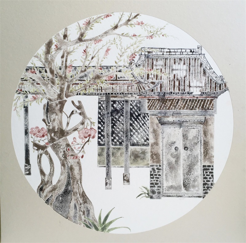《静》50X50cm 纸本设色