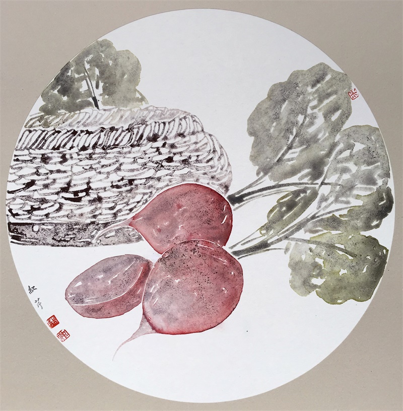 《乐》50X50cm 纸本设色