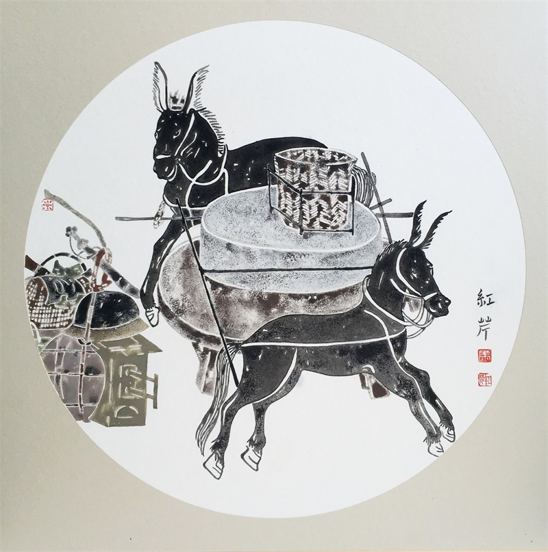 《小毛驴》50X50cm 纸本设色