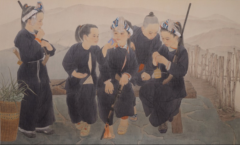 《高原的天空》  97x180cm  绢本  2012年
