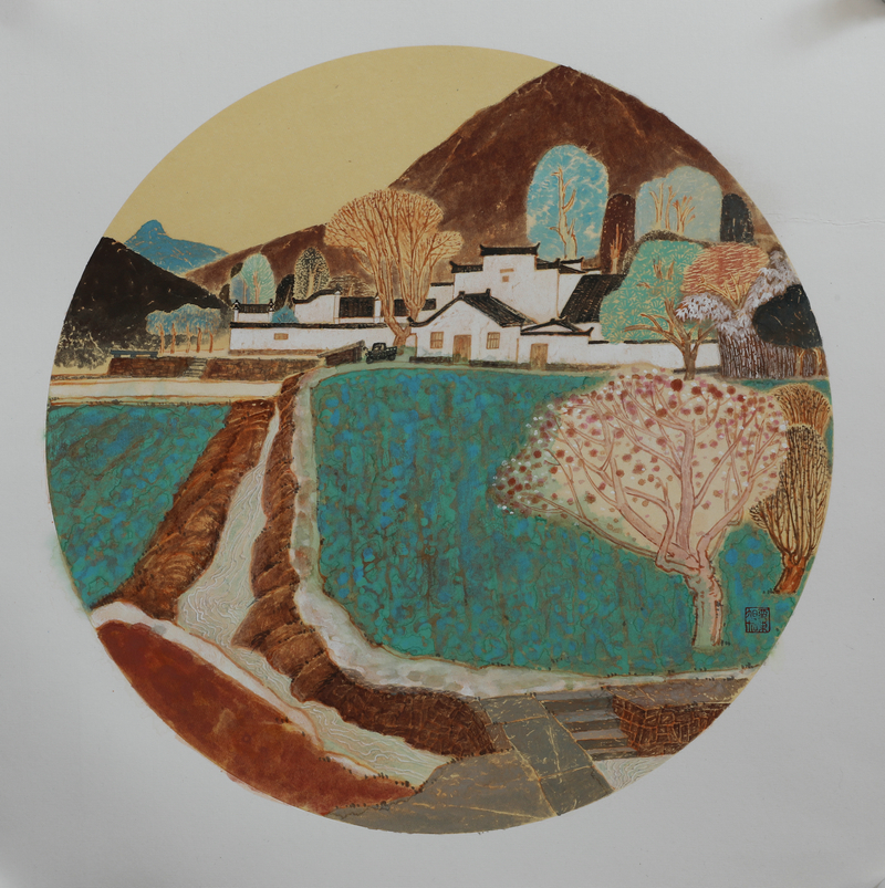 《西递写生》之九纸本重彩42cmx42cm2018年.JPG