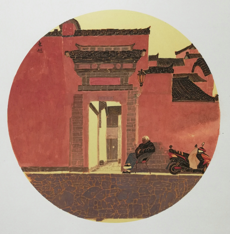 《西递写生》之二纸本重彩42cmx42cm2018年.jpg