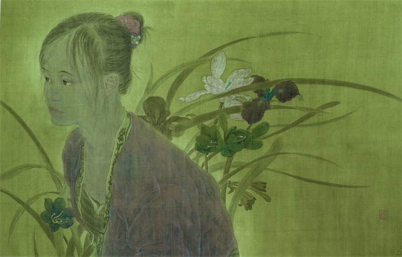 《兰隐图》  55x85cm   绢本石色   2008年4月