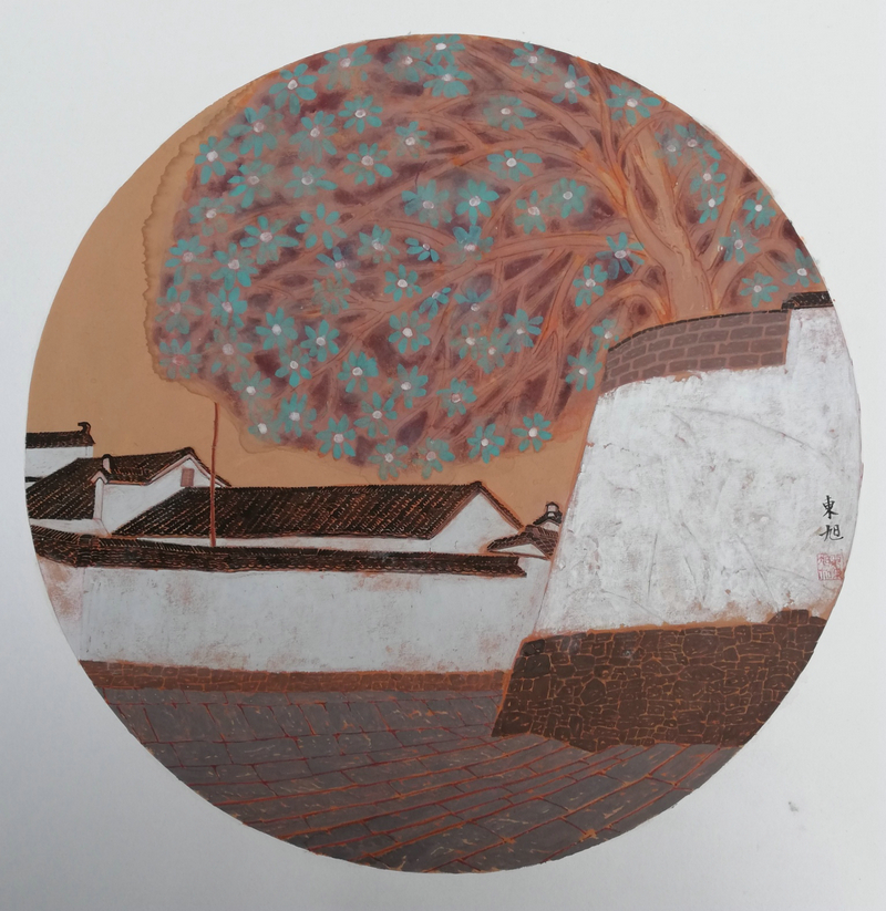 《西递写生》之四纸本重彩42cmx42cm2018年.jpg