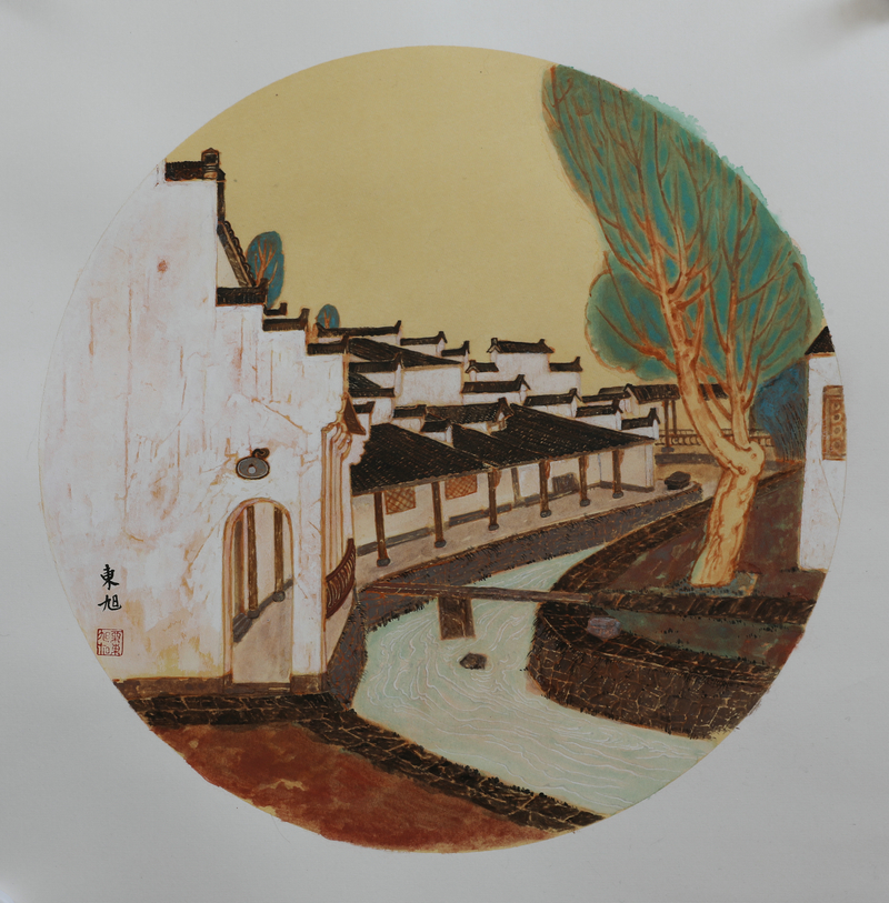 《西递写生》之十纸本重彩42cmx42cm2018年.JPG