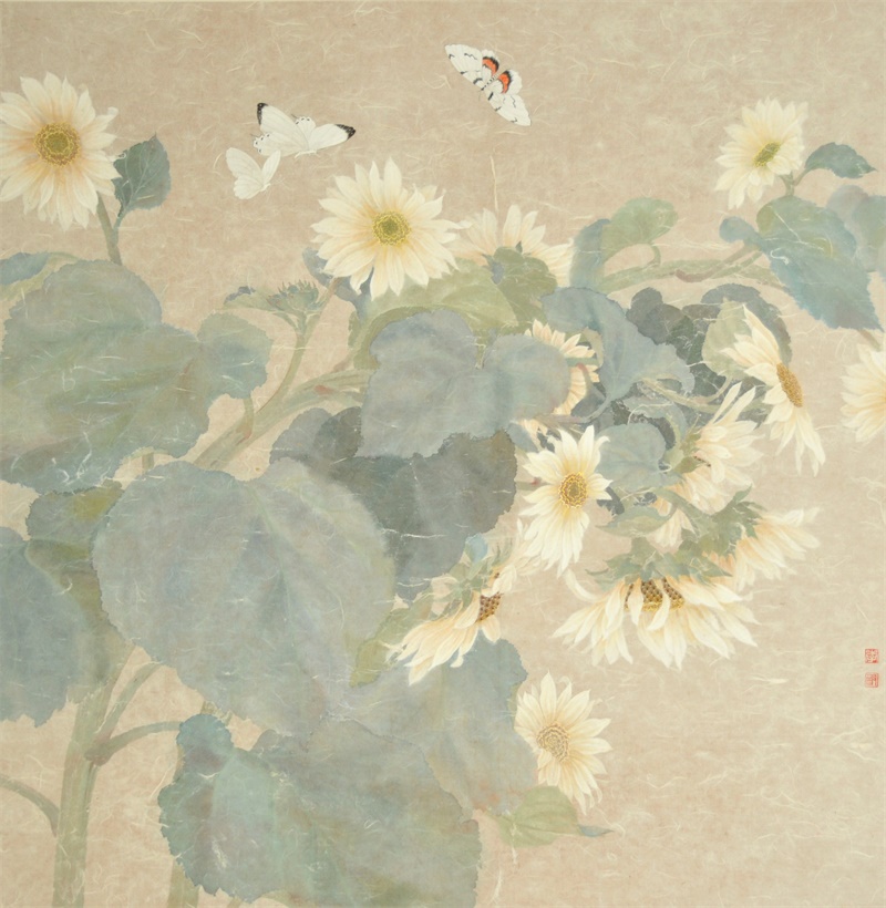 工笔画大展优秀奖(辽宁省辽河美术馆) 2008年 《太阳花》入选2008奥林