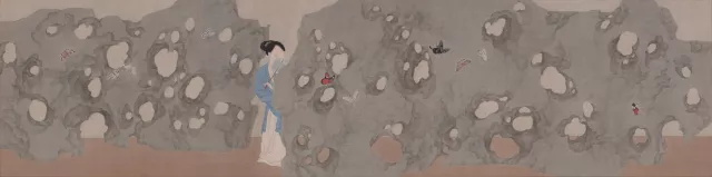 梦·红楼 系列之二 &nbsp;136cm × 34cm &nbsp;绢本设色 2017年