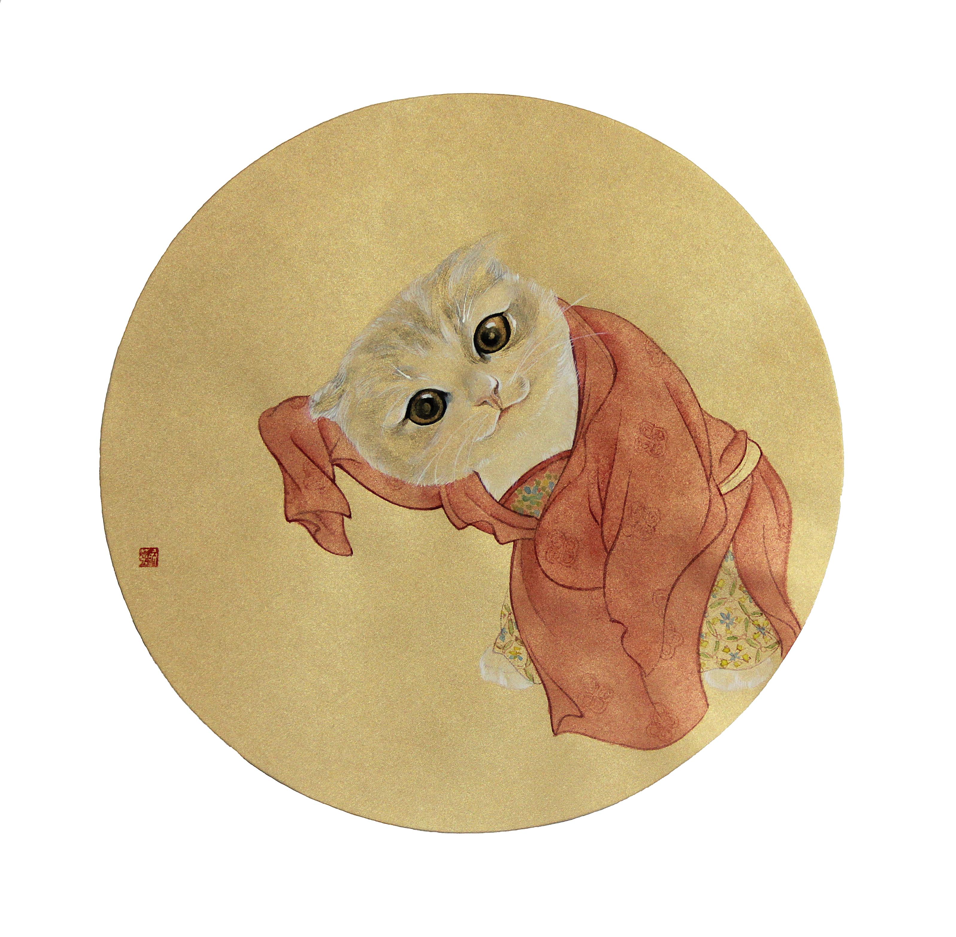 1《侍女猫之三》20cmx20cm绢本2014.JPG