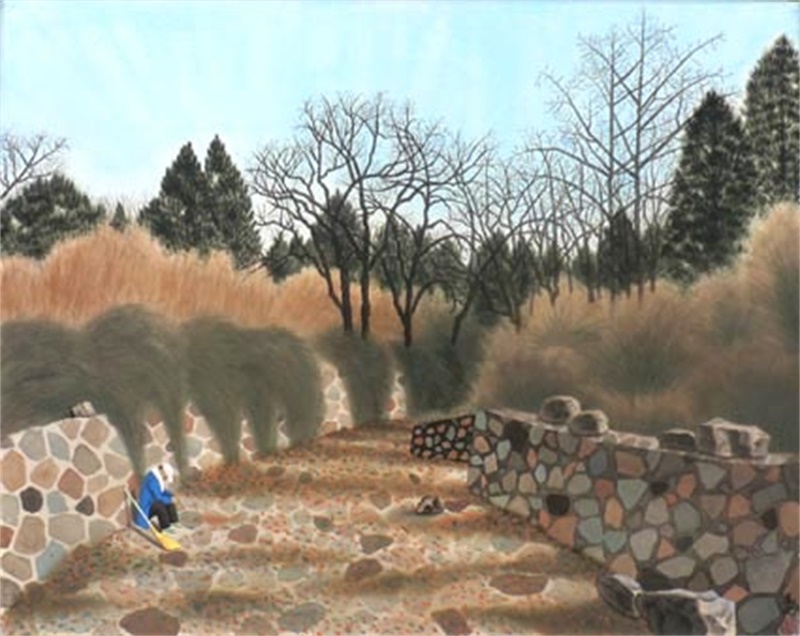 《冬日》   工笔重彩   80x100cm