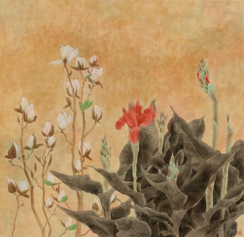 《惠风和畅》   96×96cm   纸本重彩   2015年