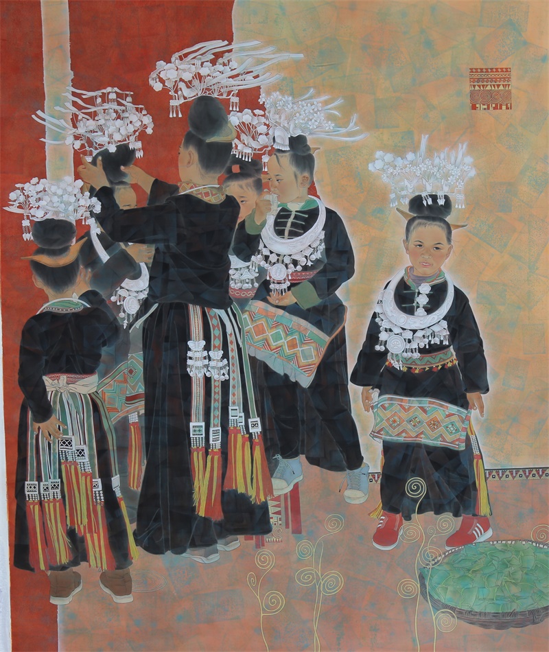 《苗年》  210x210cm  绢本  2017年