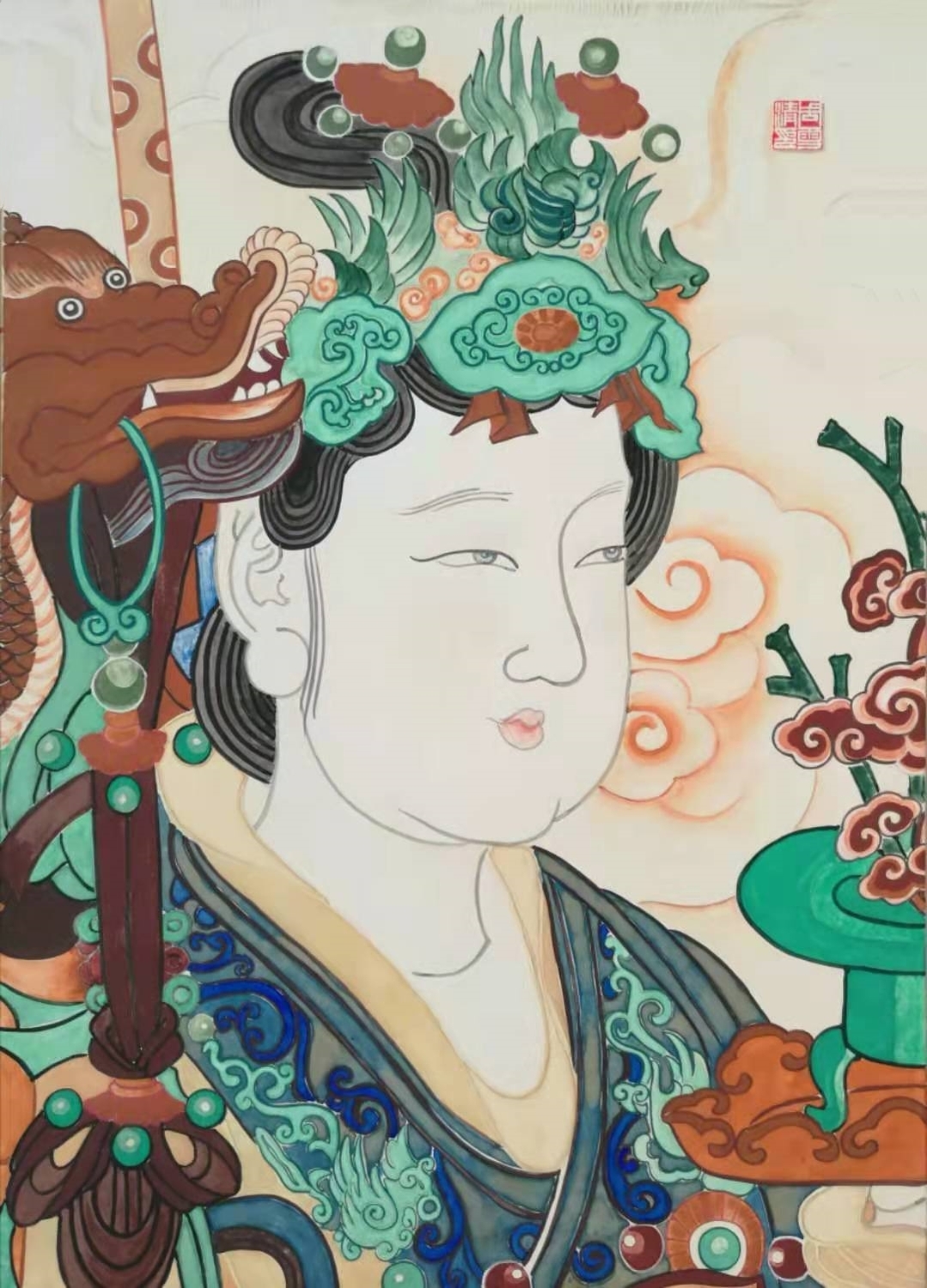 3《侍女（一）》 60cmx40cm工笔重彩2019年.jpg