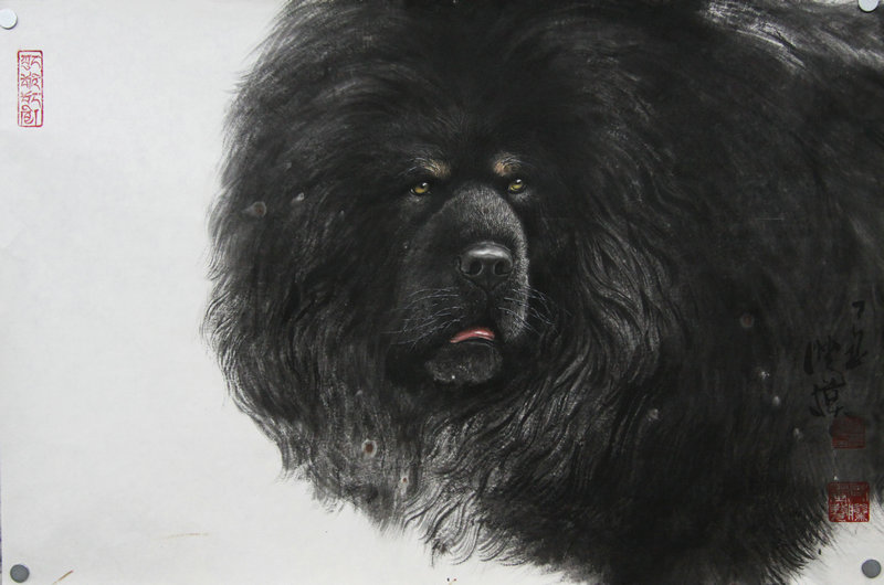 《工笔藏獒-黑獒》120cm X 68cm.JPG