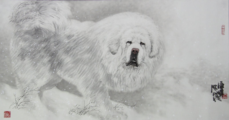 《工笔藏獒-雪獒》180cm X 96cm.JPG