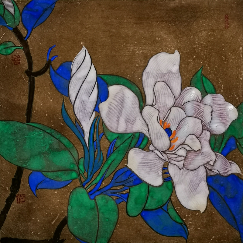 李亚梅《静待花开·栀子图》40cmx40cm.jpg