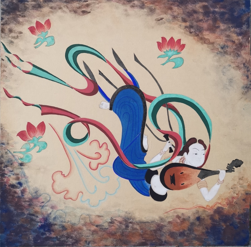 4《飞天 》45cm×45cm工笔重彩 2018年.jpg