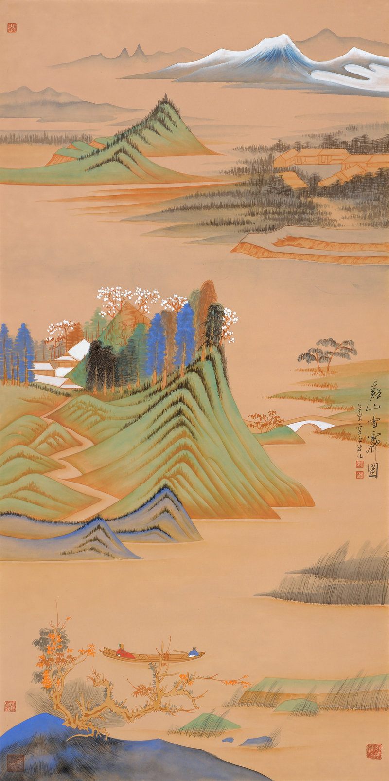 溪山清远,140cm,70cm,纸本工笔重彩青绿山水,2017年.jpg