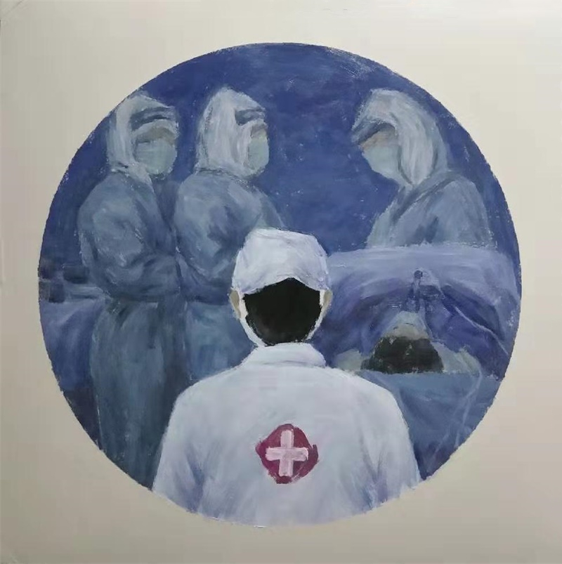 任晓华《最美逆行者》58cmx58cm丙烯画.jpg