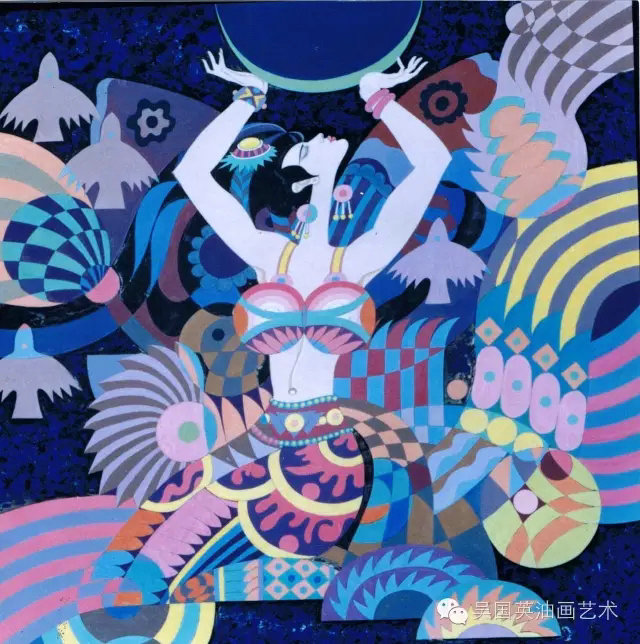 《新月》65cm x 65cm 水彩丙烯宣纸 1995年.jpg