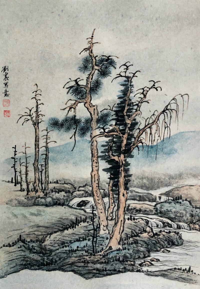 《古意山水》50cmx40cm中国画,纸本设色2020年.jpg